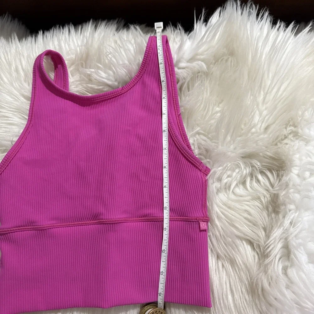 $58 Lululemon Power Pivot Ribbed Tank Top in Sonic Pink Size 4